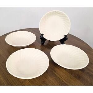 Set of 4 Vtg White Swirl Fruit Dessert Bowls 5 1/4" Unbranded Cottage Farmhouse